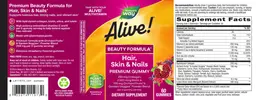 Label for Alive! Hair, Skin & Nails Strawberry Flavored