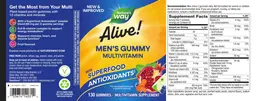 Label for Alive! Men's Gummy Multivitamin Fruit Flavored