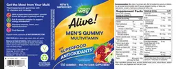 Label for Alive! Men's Gummy Multivitamin
