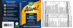Label for Alive! Men's Ultra Multivitamin