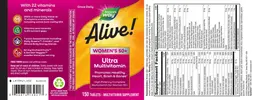 Label for Alive! Women's 50+ Ultra Multivitamin