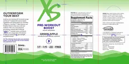 Label for Pre-Workout Boost Green Apple