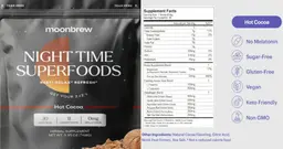 Label for Night Time Superfoods Hot Cocoa