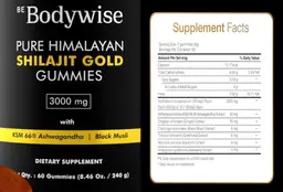 Label for Pure Himalayan Shilajit Gold Gummies 3000 mg