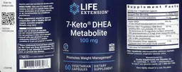 Label for 7-Keto DHEA Metabolite 100 mg