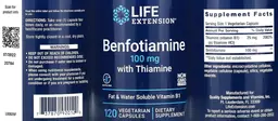 Label for Benfotiamine 100 mg with Thiamine