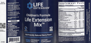 Label for Children's Formula Life Extension Kid-Friendly Mix Natural Berry Flavor