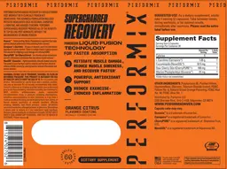 Label for Supercharged Recovery Orange Citrus