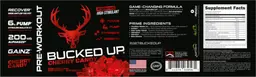 Label for Bucked Up Pre-Workout Cherry Candy