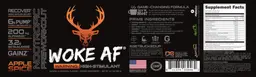 Label for Woke AF Nootropic Preworkout Apple Spice