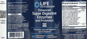 Label for Enhanced Super Digestive Enzymes and Probiotics