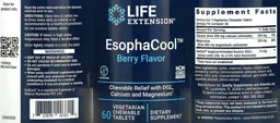 Label for EsophaCool Berry Flavor