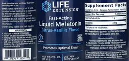 Label for Fast-Acting Liquid Melatonin Citrus-Vanilla Flavor