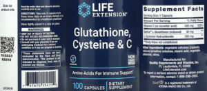Label for Glutathione, Cysteine & C