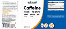 Label for Caffeine 100 mg with L-Theanine 100 mg