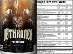 Label for Dethroner Pre-Workout Pineapple Mango Coconut