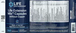 Label for Life Extension Mix Capsules without Copper