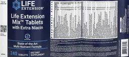 Label for Life Extension Mix Tablets with Extra Niacin