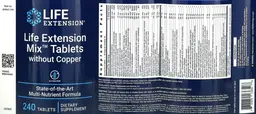Label for Life Extension Mix Tablets without Copper