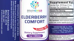Label for Elderberry Comfort Alcohol Free