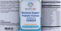 Label for Maximum Support Probiotic Formula Powder 100 Billion CFU Powder