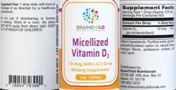 Label for Micellized Vitamin D3 10 mcg (400 I.U.)
