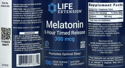 Label for Melatonin 300 mcg 6 Hour Timed Release