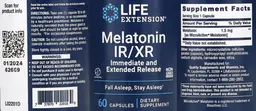 Label for Melatonin IR/XR