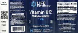 Label for Vitamin B12 Methylcobalamin 1 mg