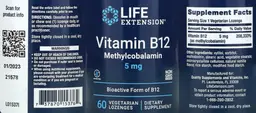 Label for Vitamin B12 Methylcobalamin 5 mg