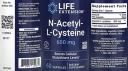 Label for N-Acetyl-L-Cysteine 600 mg