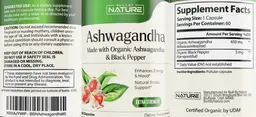 Label for Ashwagandha Extra Strength
