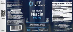 Label for No Flush Niacin 640 mg