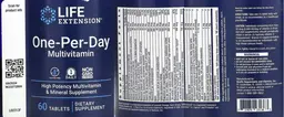 Label for One-Per-Day Multivitamin