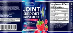 Label for Joint Support Supplement Extra Strength Tasty Raspberry Flavor
