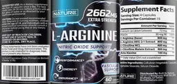 Label for L-Arginine Extra Strength 2662 mg