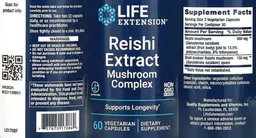 Label for Reishi Extract Mushroom Complex