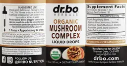 Label for Organic Mushroom Complex Liquid Drops