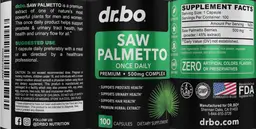 Label for Saw Palmetto 500 mg