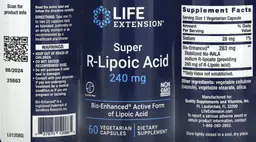 Label for Super R-Lipoic Acid 240 mg