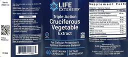 Label for Triple Action Cruciferous Vegetable Extract