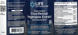 Label for Triple Action Cruciferous Vegetable Extract and Resveratrol