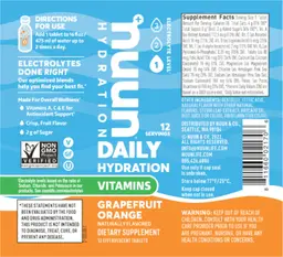 Label for Hydration Grapefruit Orange