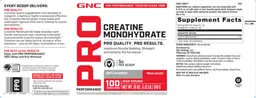Label for Creatine Monohydrate 5 Grams Unflavored