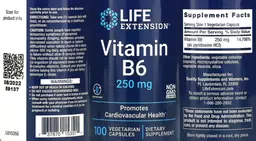 Label for Vitamin B6 250 mg