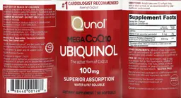 Label for Mega CoQ10 Ubiquinol 100 mg