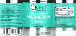 Label for Extra Strength Magnesium 420 mg