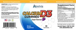 Label for Calcium D3 Gummies Grape Flavored