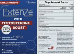 Label for ExtenZe with Testosterone Boost