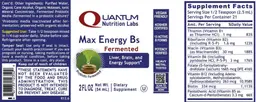 Label for Max Energy Bs Fermented